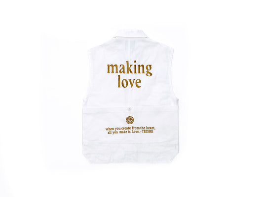 Making Love - Desert Vest - White Canvas -Gold